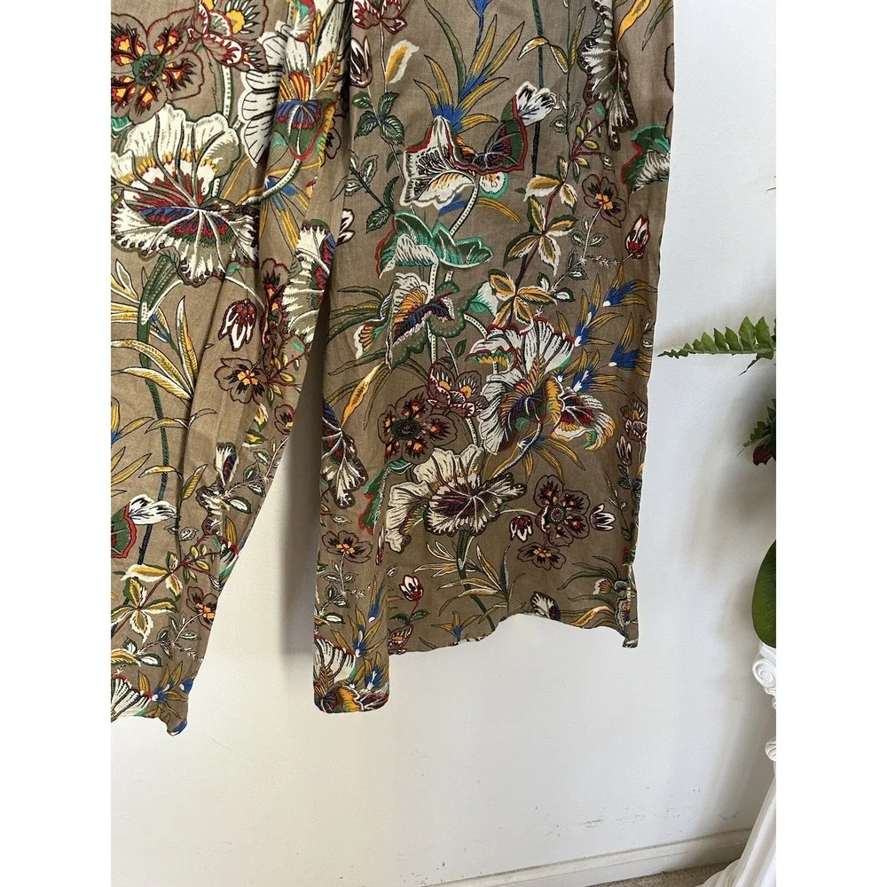 NWT BANANA REPUBLIC Meridian Boho Vintage Floral Wide‎ Leg Linen Pants Sz 4P